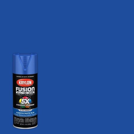 SHORT CUTS Krylon Fusion All-In-One Gloss Patriotic Blue Paint+Primer Spray Paint 12 oz K02716007